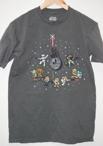 Star Wars TShirt Cute 8 bit Christmas Death Star Gray Medium Force Be With You